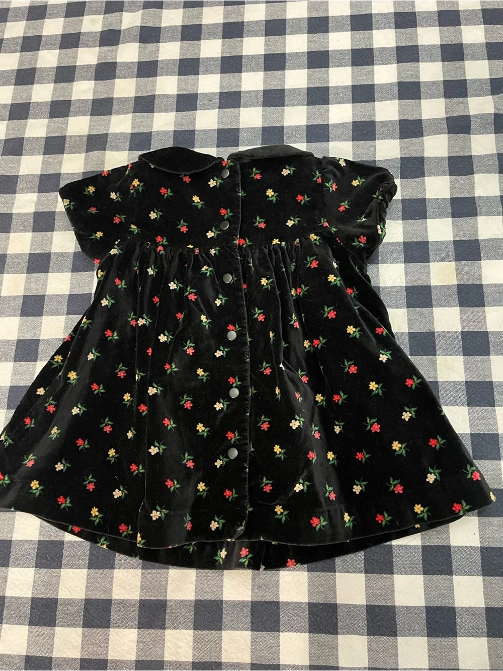 Gymboree Rainbow Tag Black Velvet Floral Dress 6-12M Vintage